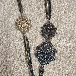 Gold and black steam punk style flower necklace